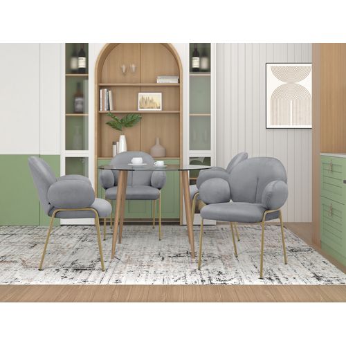 Iwama-lot De 2 Chaises De Salle à Manger En Velours Gris Clair