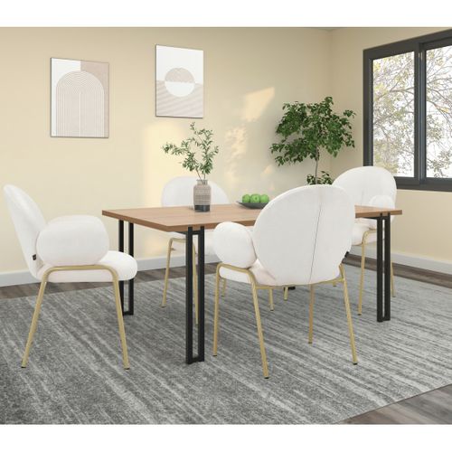 Iwama-lot De 2 Chaises De Salle à Manger En Velours Crème