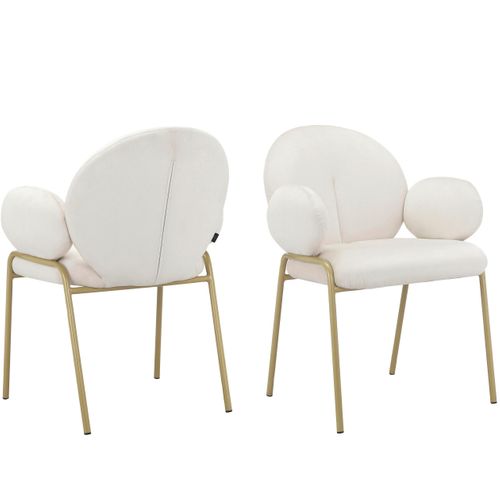 Iwama-lot De 2 Chaises De Salle à Manger En Velours Crème