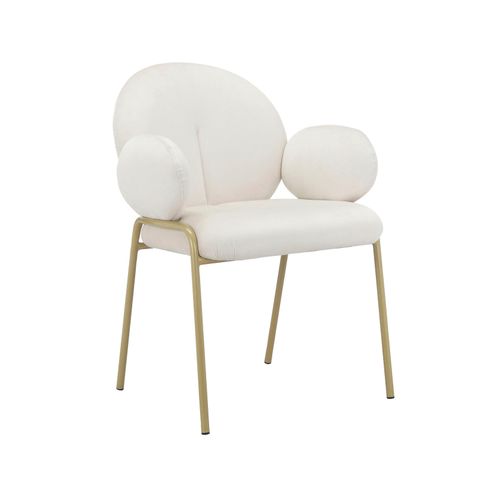 Iwama-lot De 2 Chaises De Salle à Manger En Velours Crème
