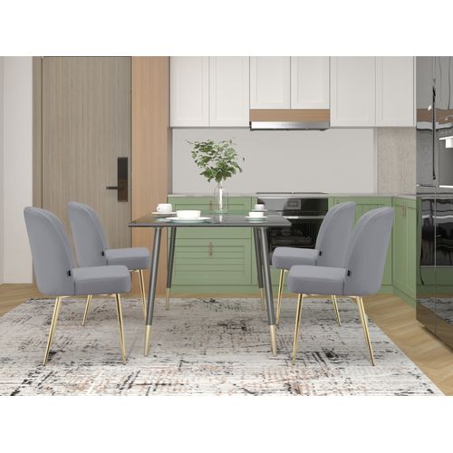 Nagano-lot De 2 Chaises De Salle à Manger En Velours Gris