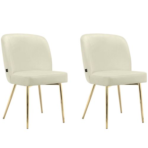 Nagano-lot De 2 Chaises De Salle à Manger En Tissu Crème