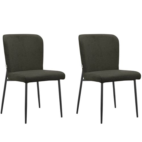 Oita-lot De 2 Chaises De Salle à Manger En Tissu Anthracite