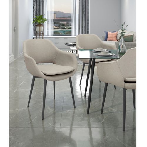 Kobe-lot De 2 Chaises De Salle à Manger En Tissu Crème