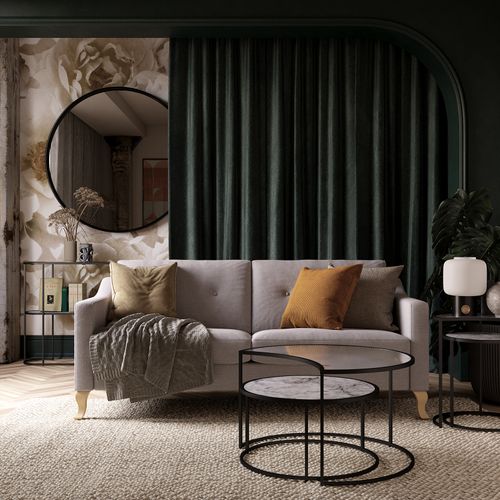 Moon Phases-tables Gigognes Avec Plateau En Verre/effet Marbre Blanc