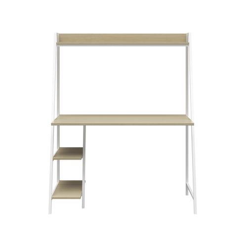 Bushwick - Bureau En Effet Chêne Et Échelle En Métal Blanc