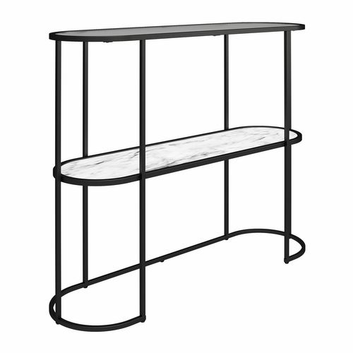 Moon Phases-table Console En Effet Marbre Blanc Et Verre