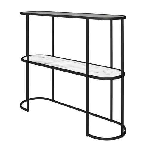 Moon Phases-table Console En Effet Marbre Blanc Et Verre