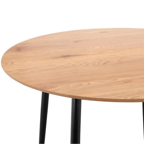 Monza - Table à Manger Ronde Ø100 Cm 4 Personnes En Mdf Chêne Noir
