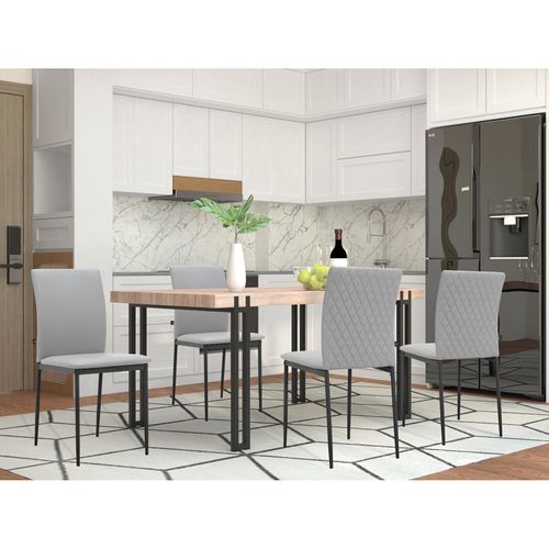 Pavia-chaise De Salle à Manger 4 Pack En Pu Gris Clair