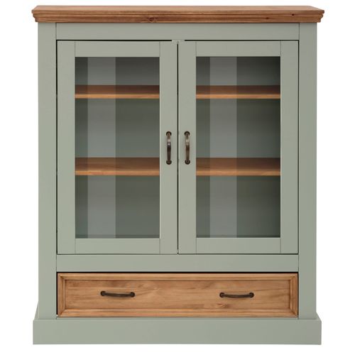 Selma - Vitrine Avec 2 Portes Et 1 Tiroir En Pin Vert