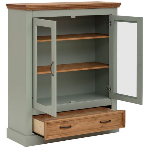 Selma - Vitrine Avec 2 Portes Et 1 Tiroir En Pin Vert