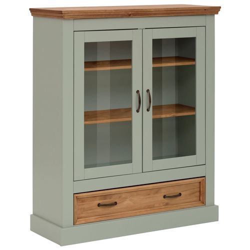 Selma - Vitrine Avec 2 Portes Et 1 Tiroir En Pin Vert