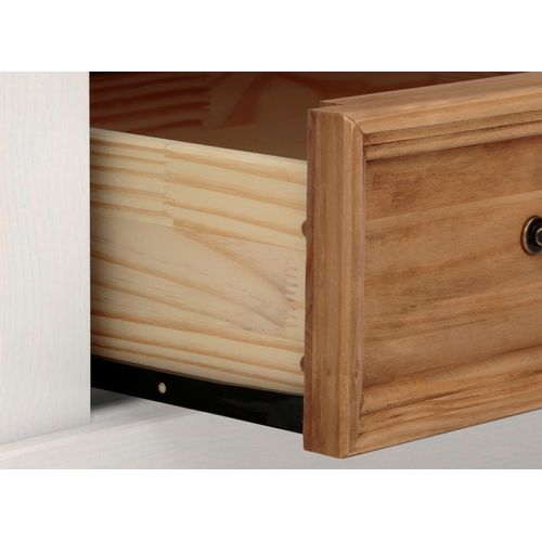 Selma - Vitrine Avec 2 Portes Et 1 Tiroir En Pin Blanc