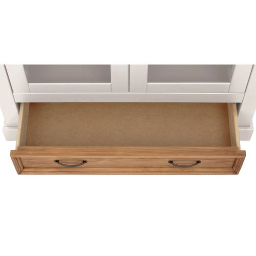 Selma - Vitrine Avec 2 Portes Et 1 Tiroir En Pin Blanc