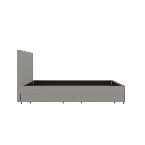 Rose-lit 140x200 Cm Avec 4 Tiroirs En Tissu Gris Clair