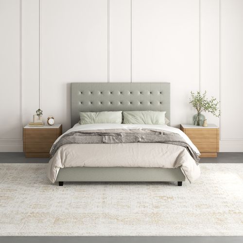 Emily-lit En Tissu Gris Clair 140x200
