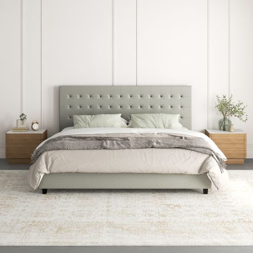 Emily-lit En Tissu Gris Clair 180x200