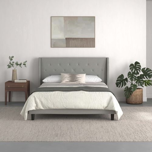 Her Majesty-lit 140x200 Cm En Tissu Gris Clair