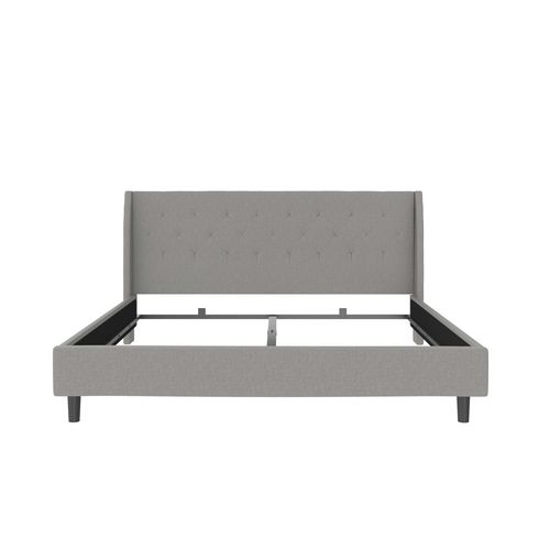 Her Majesty-lit 180x200 Cm En Tissu Gris Clair