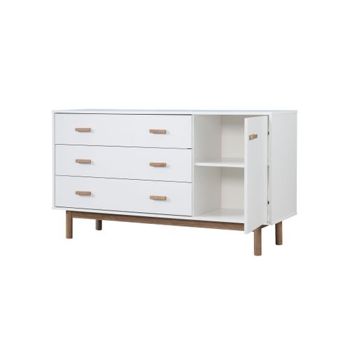 Melanie - Buffet Avec 1 Porte / 3 Tiroirs Effet Chêne Blanc