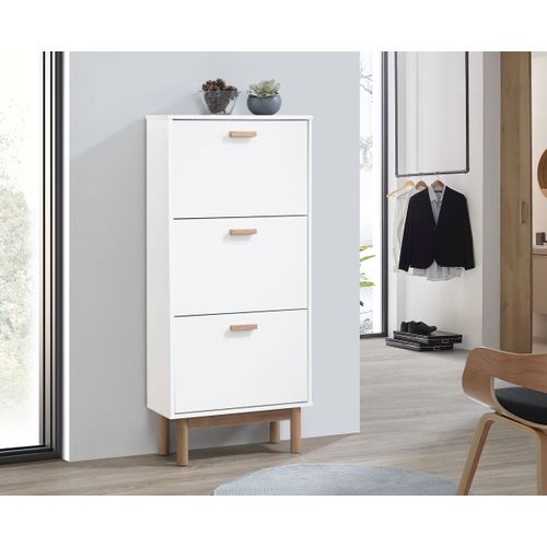 Melanie - Coffre à Chaussures Avec 3 Portes Battantes En Effet Chêne Blanc