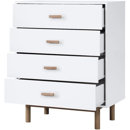 Melanie - Commode à 4 Tiroirs En Mélaminé Chêne Blanc