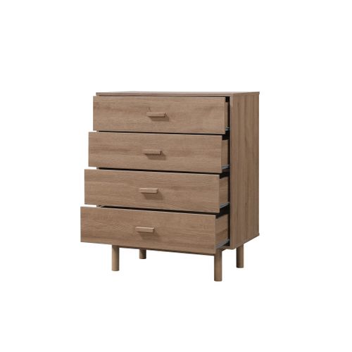 Melanie - Commode Avec 4 Tiroirs En Effet Chêne