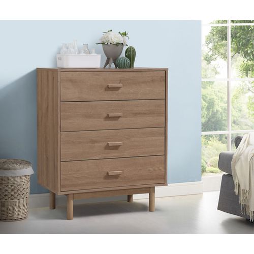 Melanie - Commode Avec 4 Tiroirs En Effet Chêne