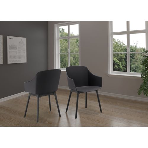 Bora-lot De 2 Chaises De Salle à Manger En Plastique Noir