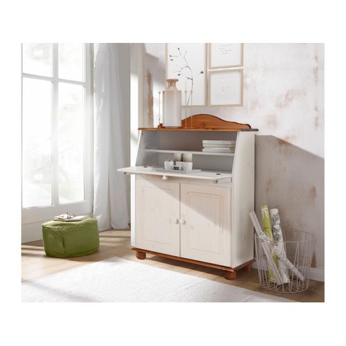 Mette-secrétaire 2 Portes Et 1 Abattant En Pin Blanc