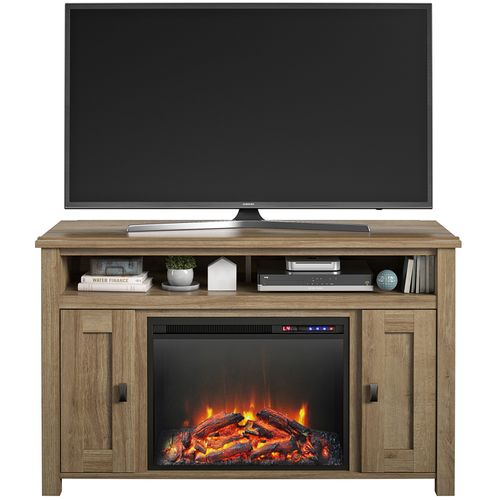 Farmington-meuble TV Avec Cheminée Électrique Effet Chêne