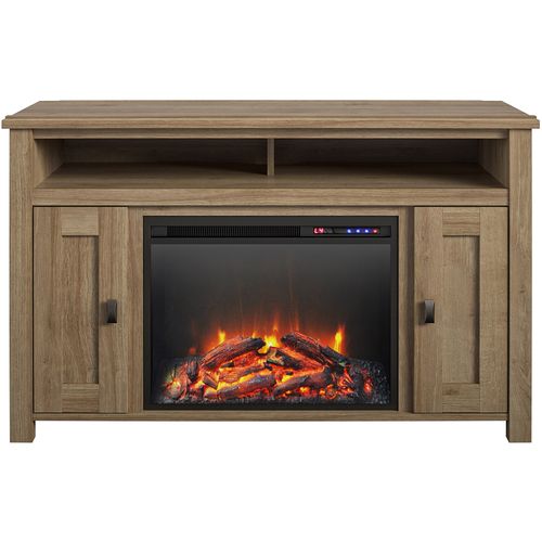 Farmington-meuble TV Avec Cheminée Électrique Effet Chêne