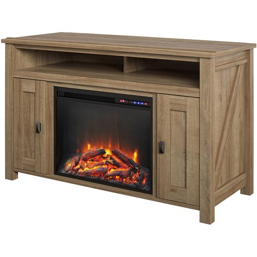 Farmington-meuble TV Avec Cheminée Électrique Effet Chêne