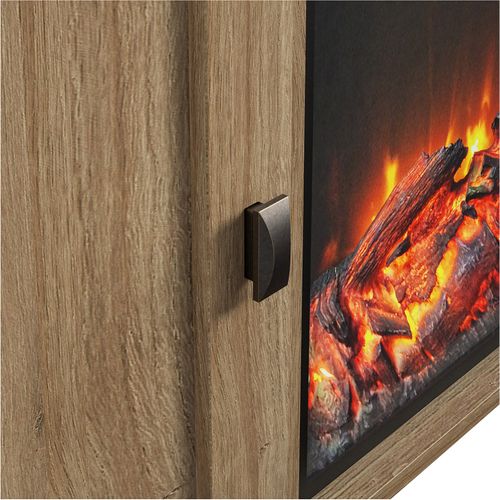 Farmington-meuble TV Avec Cheminée Électrique Effet Chêne