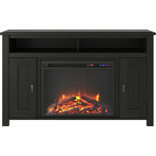 Meuble TV  avec cheminée Farmington Avec 2 Portes En Aggloméré Noirs