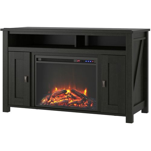 Meuble TV  avec cheminée Farmington Avec 2 Portes En Aggloméré Noirs