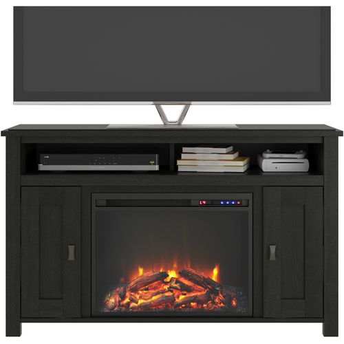 Meuble TV  avec cheminée Farmington Avec 2 Portes En Aggloméré Noirs