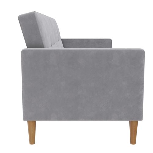 Lilly-canapé-lit 3 Places En Velours Gris Clair