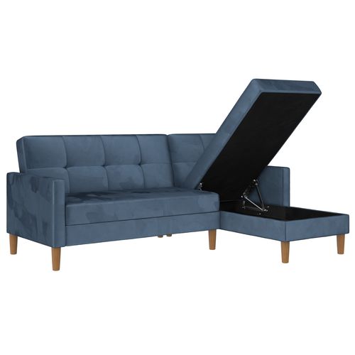 Lilly-canapé-lit 3 Places Avec Rangement En Velours Bleu