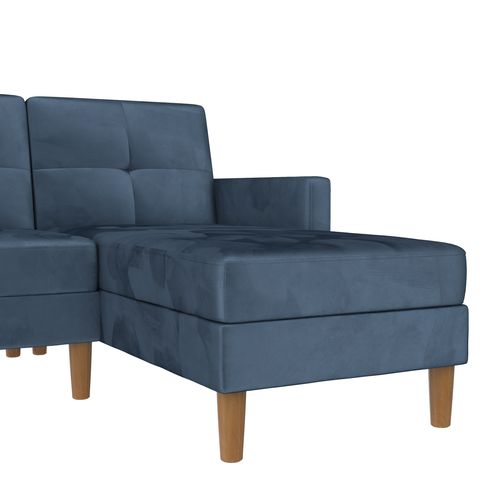 Lilly-canapé-lit 3 Places Avec Rangement En Velours Bleu
