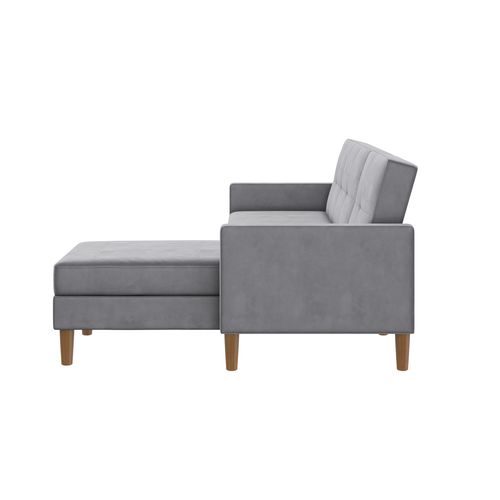 Lilly-canapé-lit 3 Places Avec Rangement En Velours Gris Clair