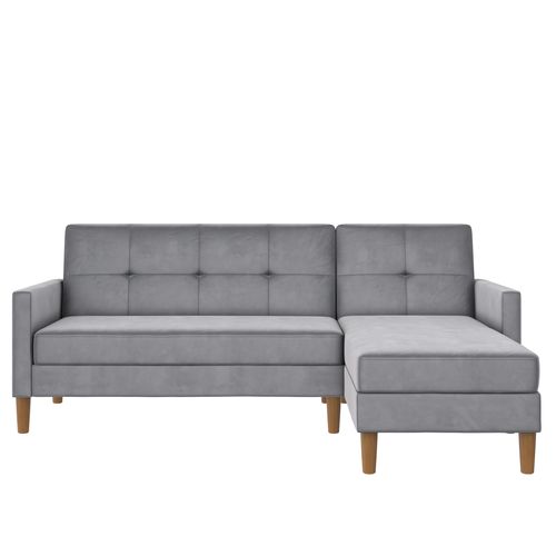 Lilly-canapé-lit 3 Places Avec Rangement En Velours Gris Clair