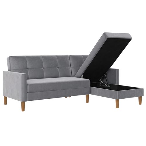 Lilly-canapé-lit 3 Places Avec Rangement En Velours Gris Clair