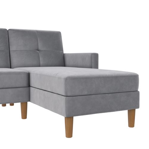 Lilly-canapé-lit 3 Places Avec Rangement En Velours Gris Clair