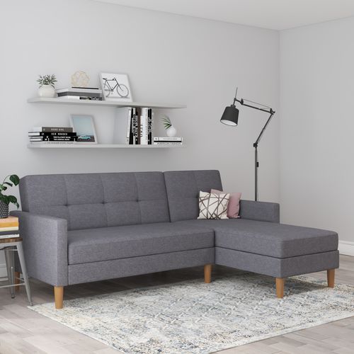 Lilly-canapé-lit 3 Places Avec Rangement En Tissu Gris Clair