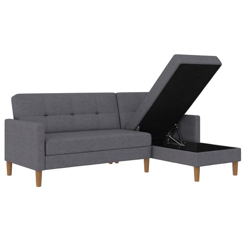 Lilly-canapé-lit 3 Places Avec Rangement En Tissu Gris Clair