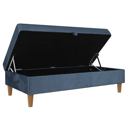 Lilly-pouf Avec Rangement En Velours Bleu