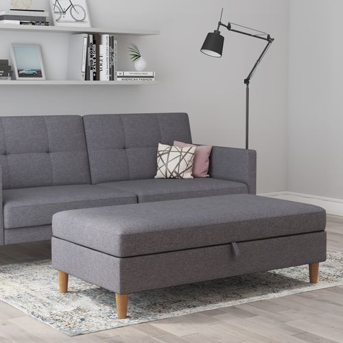 Lilly-pouf Avec Rangement En Tissu Gris Clair