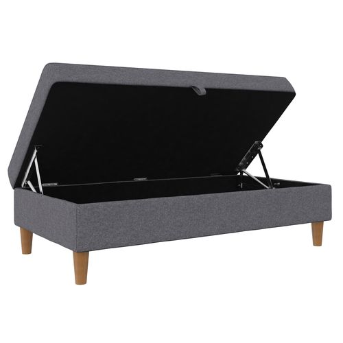 Lilly-pouf Avec Rangement En Tissu Gris Clair